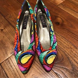 Prevata vintage multi colored shoes 1.5 inch heel size 7.5 made in Italy